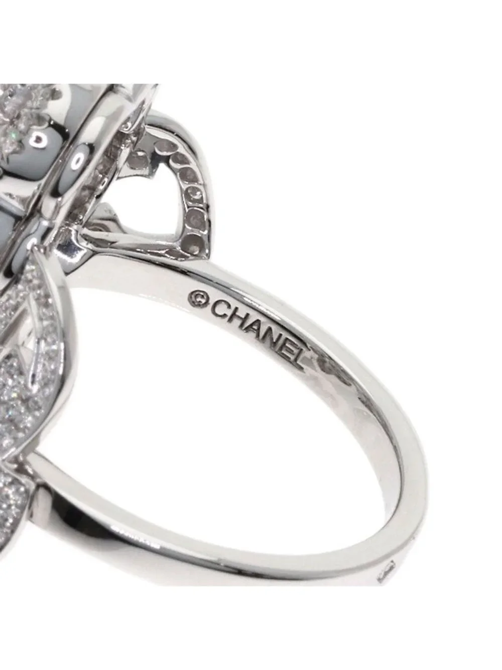 Chanel Camellia Diamond 53 Ring 18K White Gold